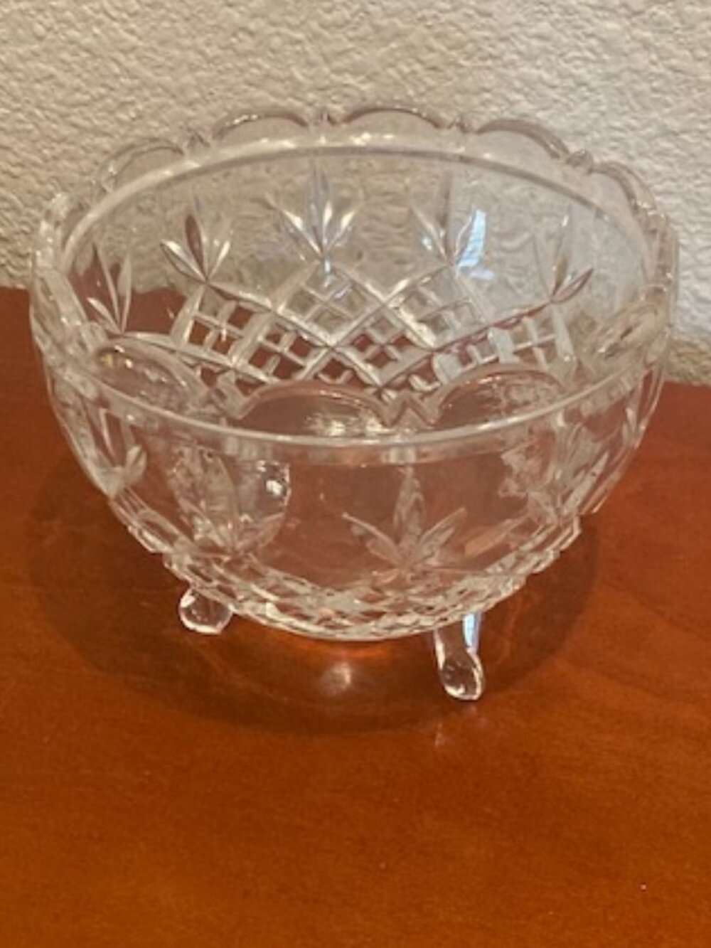 ✨ Vintage Cut Crystal Sugar Bowl – Diamond & Starburst Pattern